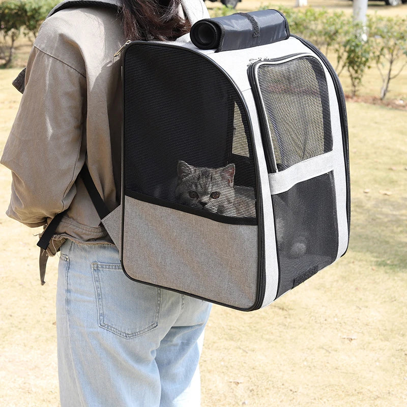 Pet Cat Backpacks Breathable Outdoor Cat Carrier Shoulder Bag for Small Dogs Cats Portable Travel Folding Backpack Pet Supplies Cat-Market